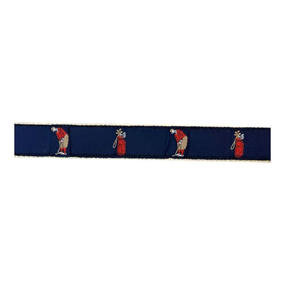 Canterbury Men's Golf Print Leather Ribbon Club Belt w Solid Brass Buckle  40